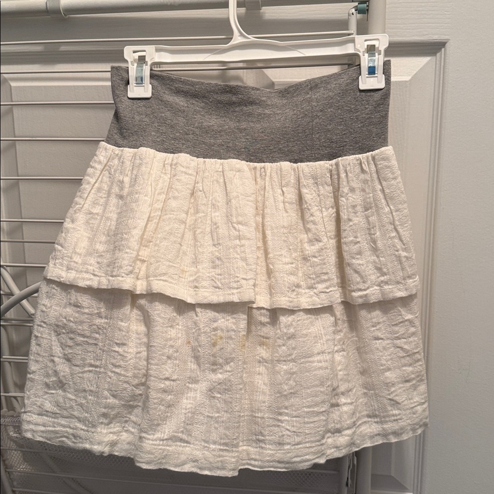 Bohemian Grey and Cream Tiered Skirt.